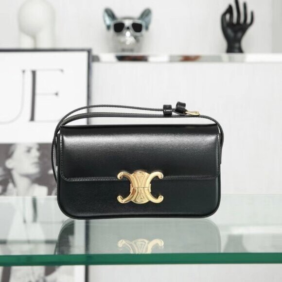 Celine Triomphe Bag in Shiny Black Calfskin With Box - Picture 1 of 9